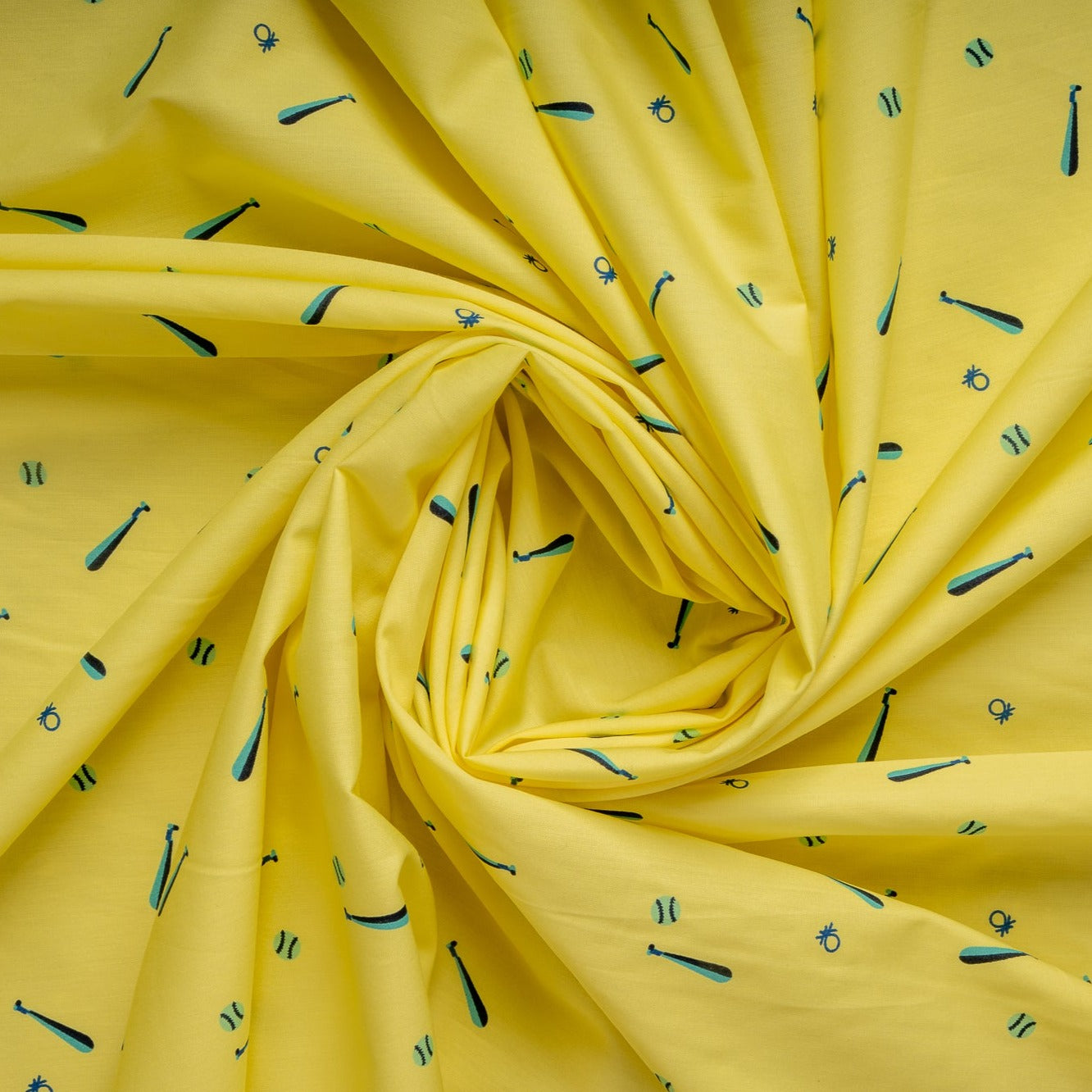 Yellow Kids Print Cotton Fabric Trade UNO