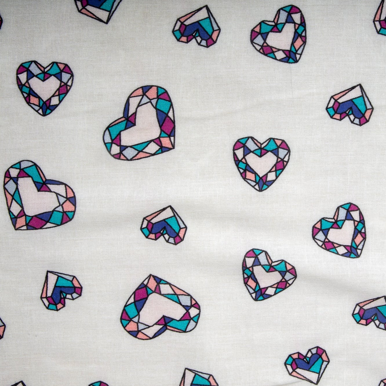White & Blue Quirky Print Cotton Fabric Trade Uno