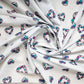 White & Blue Quirky Print Cotton Fabric Trade Uno