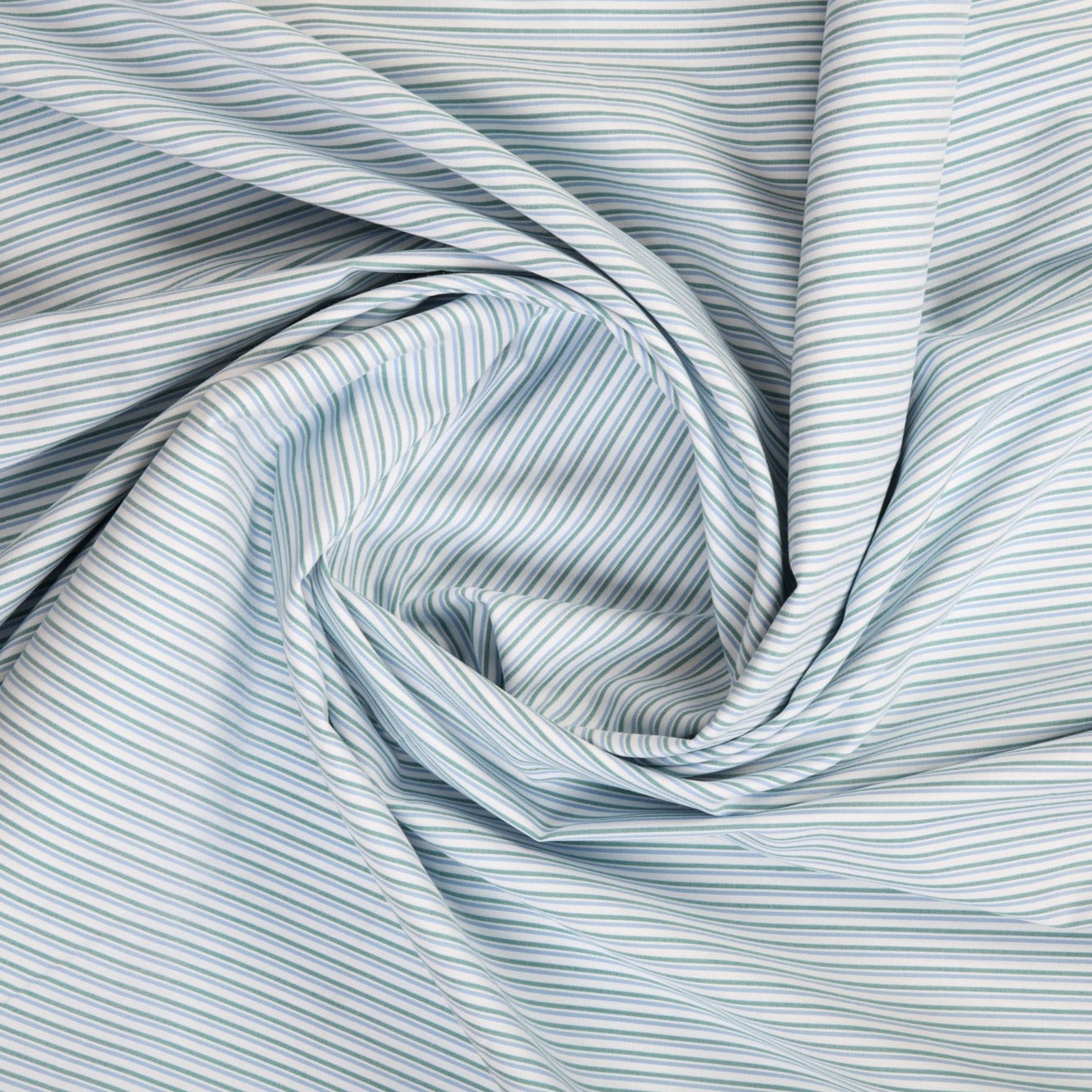 White & Blue Stripes Polyester Cotton Shirting Fabric Trade UNO