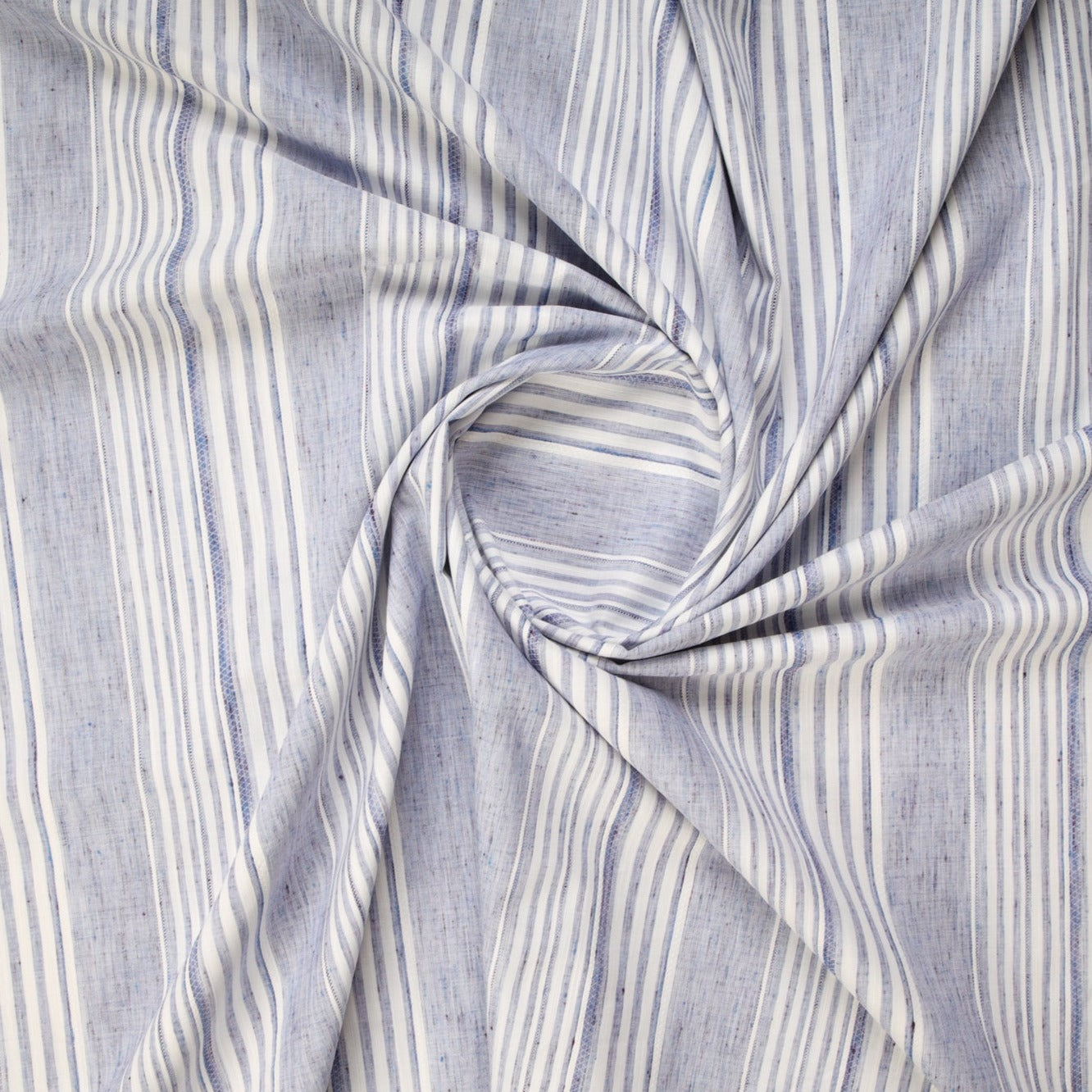 White & Blue Stripes Egyptian Cotton Slub Fabric Trade UNO