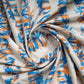 White Orange & Blue Quirky Kids Print Cotton Fabric Trade UNO