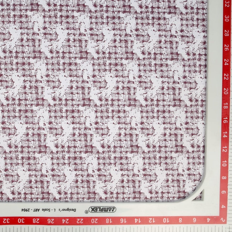 White & Brown Digital Print Cotton Satin Fabric Trade UNO