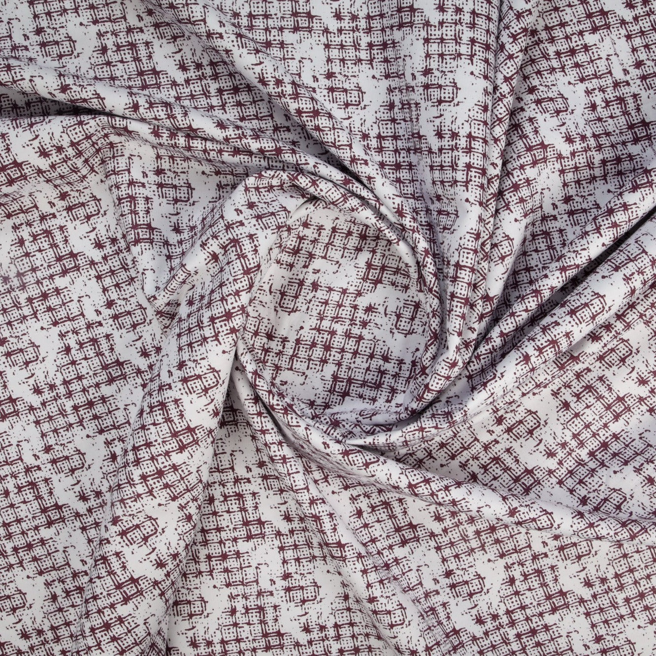 White & Brown Digital Print Cotton Satin Fabric Trade UNO