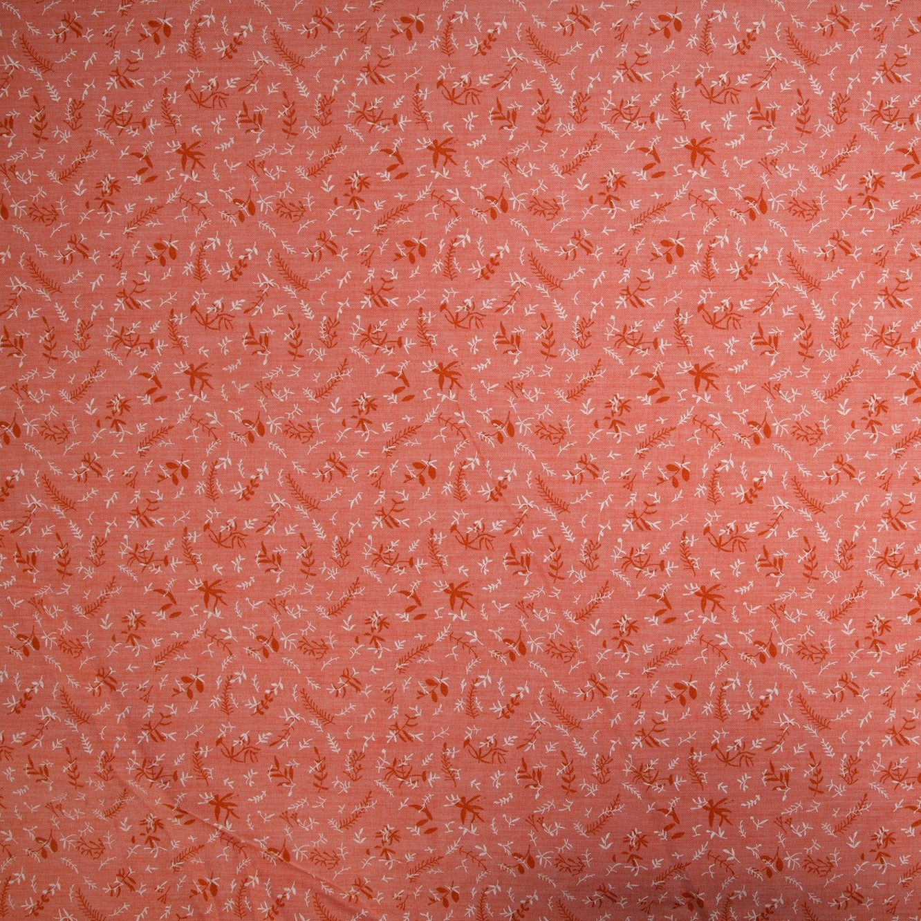 Peach & Orange Ditsy Floral Print Yarn Dyed Cotton Fabric Trade UNO