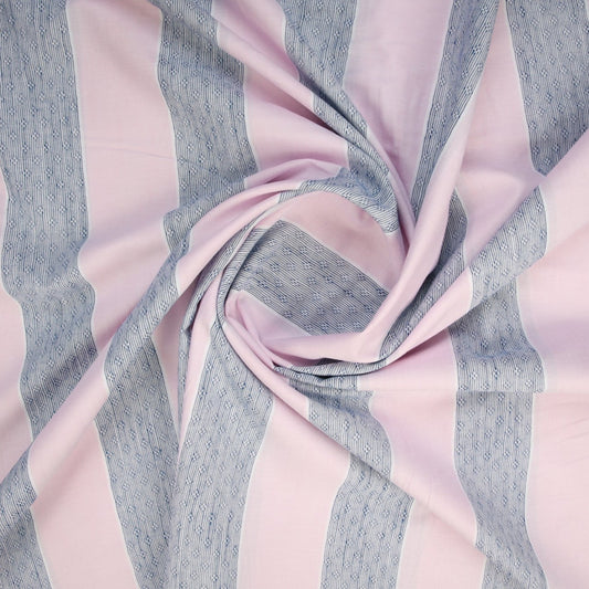 Pink & Grey Stripes Yarn Dyed Cotton Fabric Trade UNO