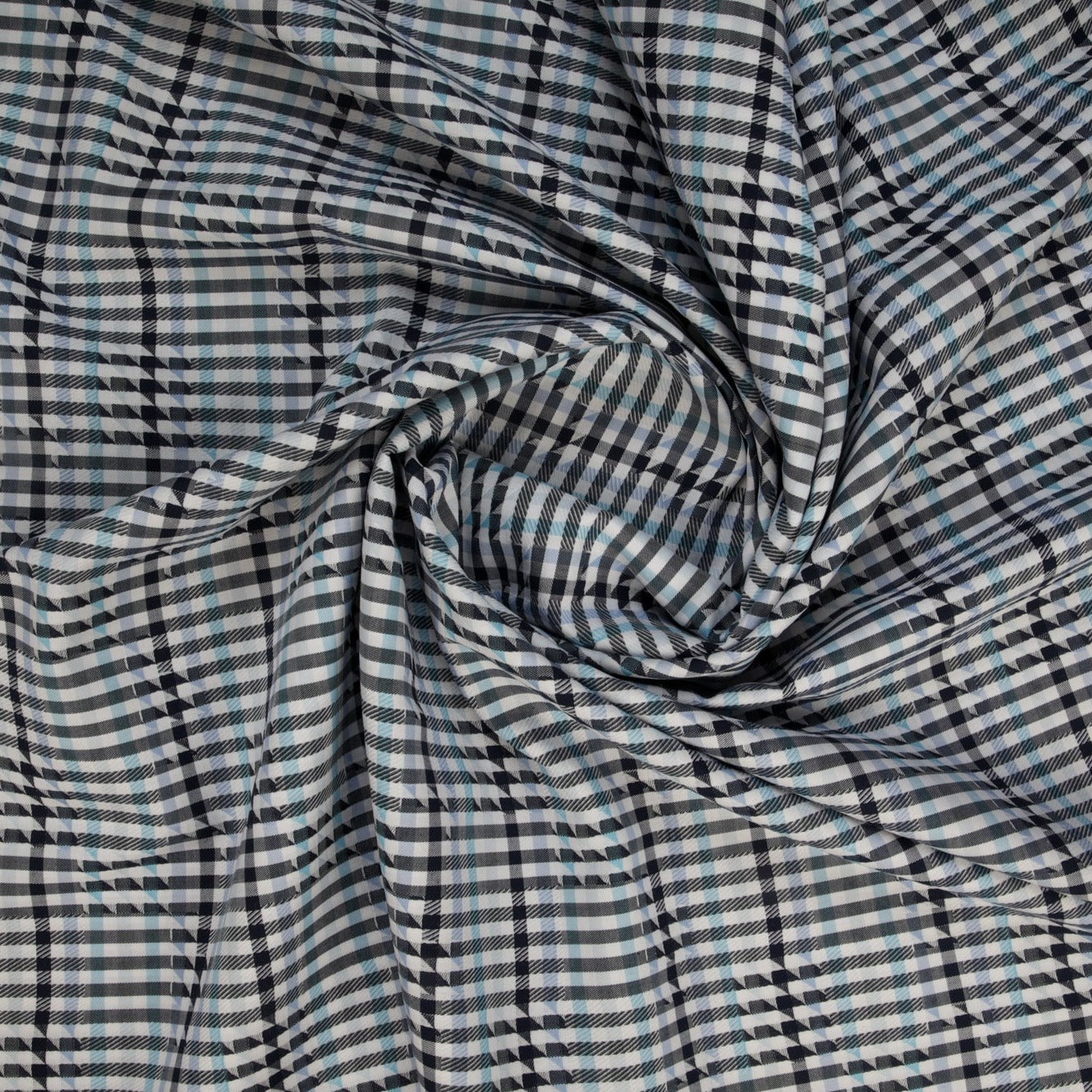White & Black Houndstooth Egyptian Check Pattern Cotton Shirting Fabric Trade UNO