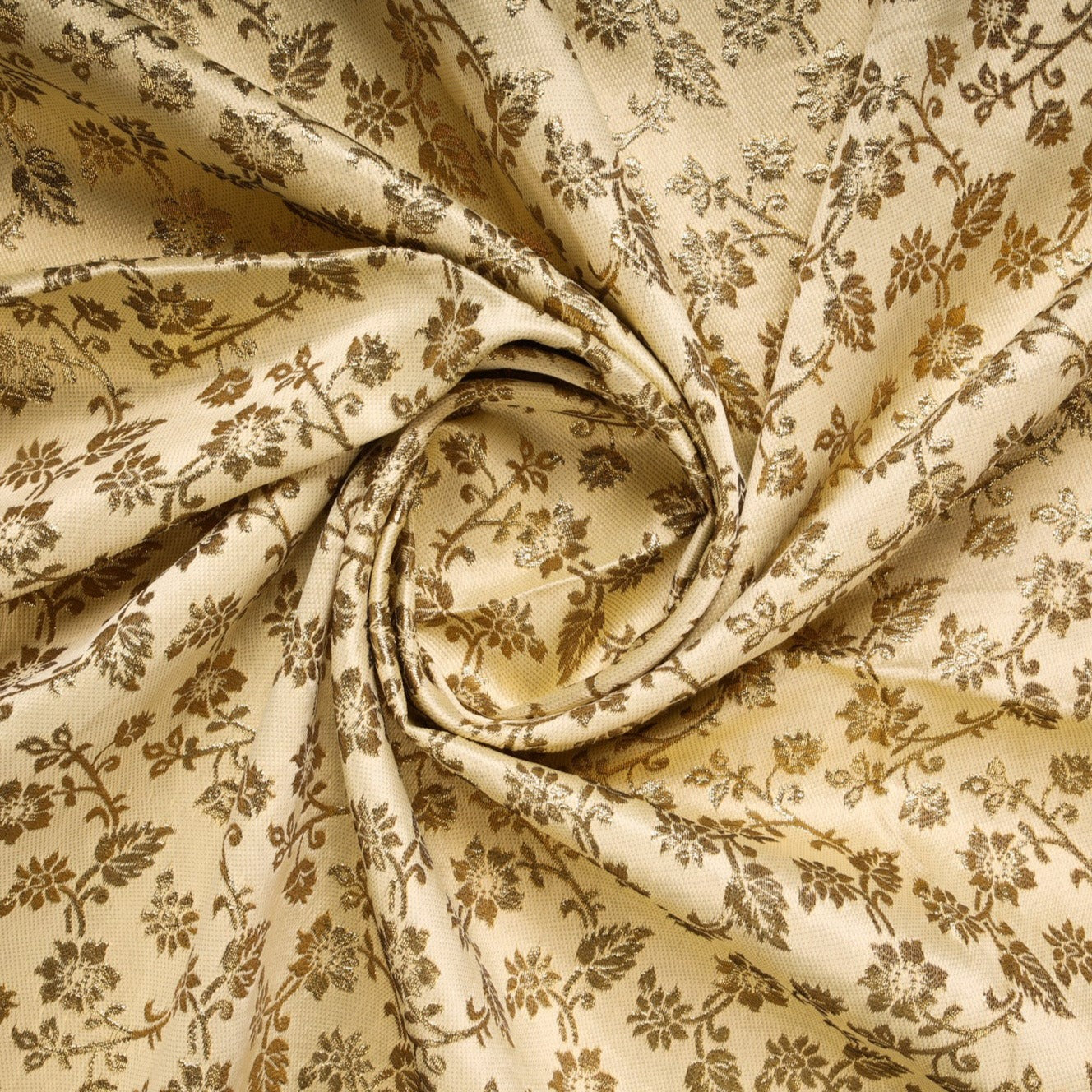 Golden Traditional Banarasi Brocade Fabric