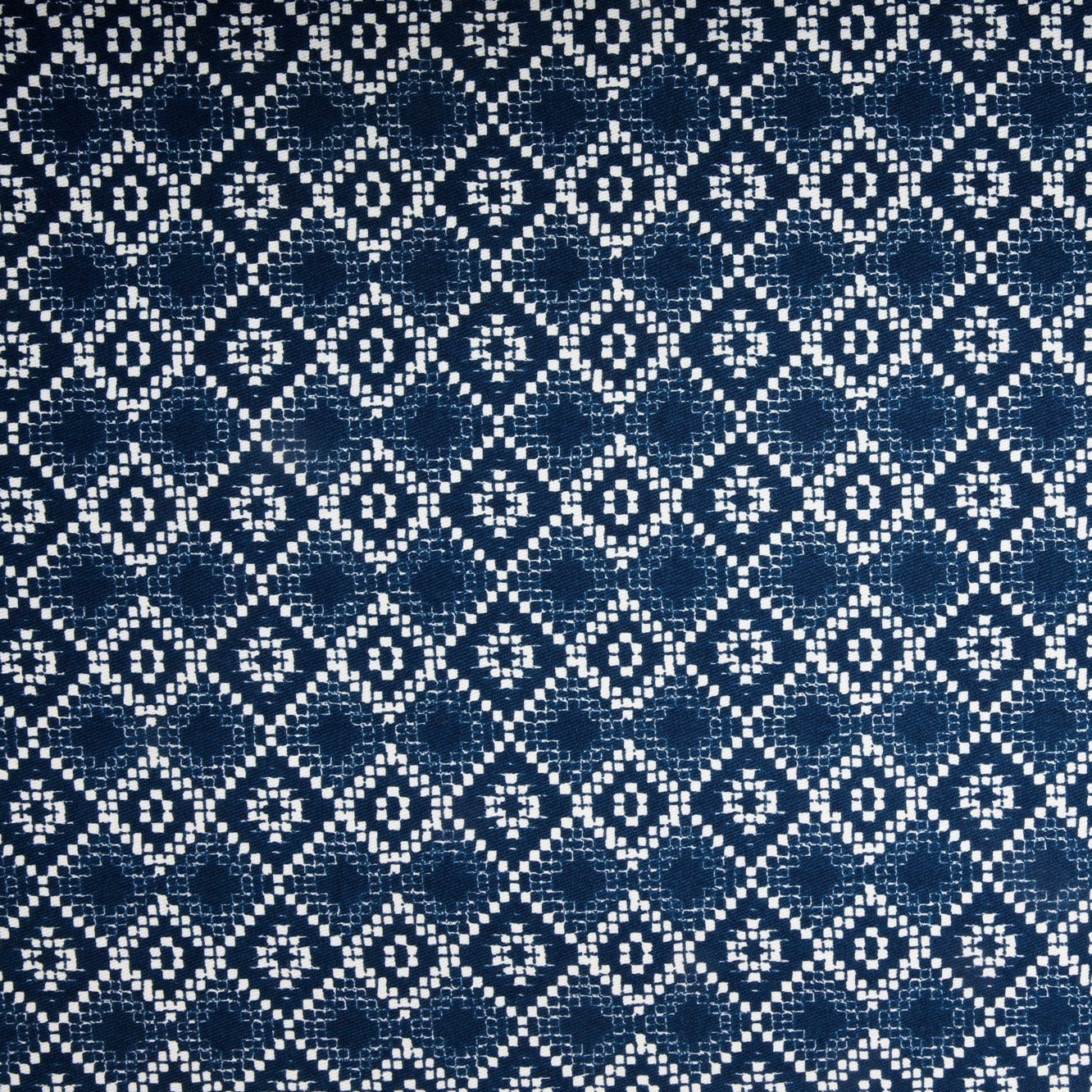Blue Geometrical Print Twill Lycra Fabric Trade UNO