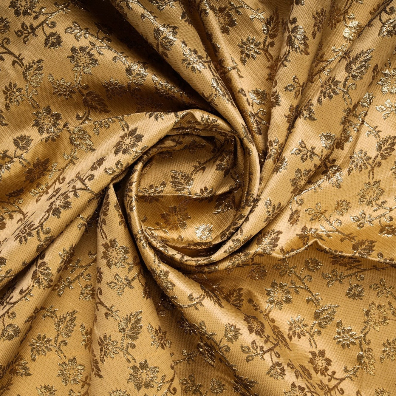 Golden Banarasi Brocade Fabric Online