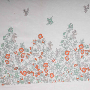 White Floral Print Rayon Fabric, Plain Weave