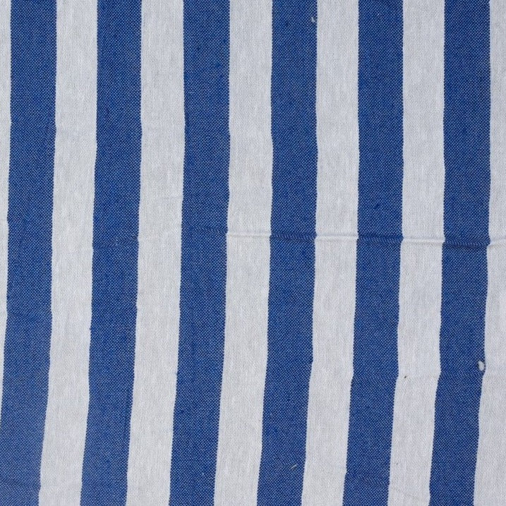Blue White Stripes Cotton Casement Fabric - TradeUNO