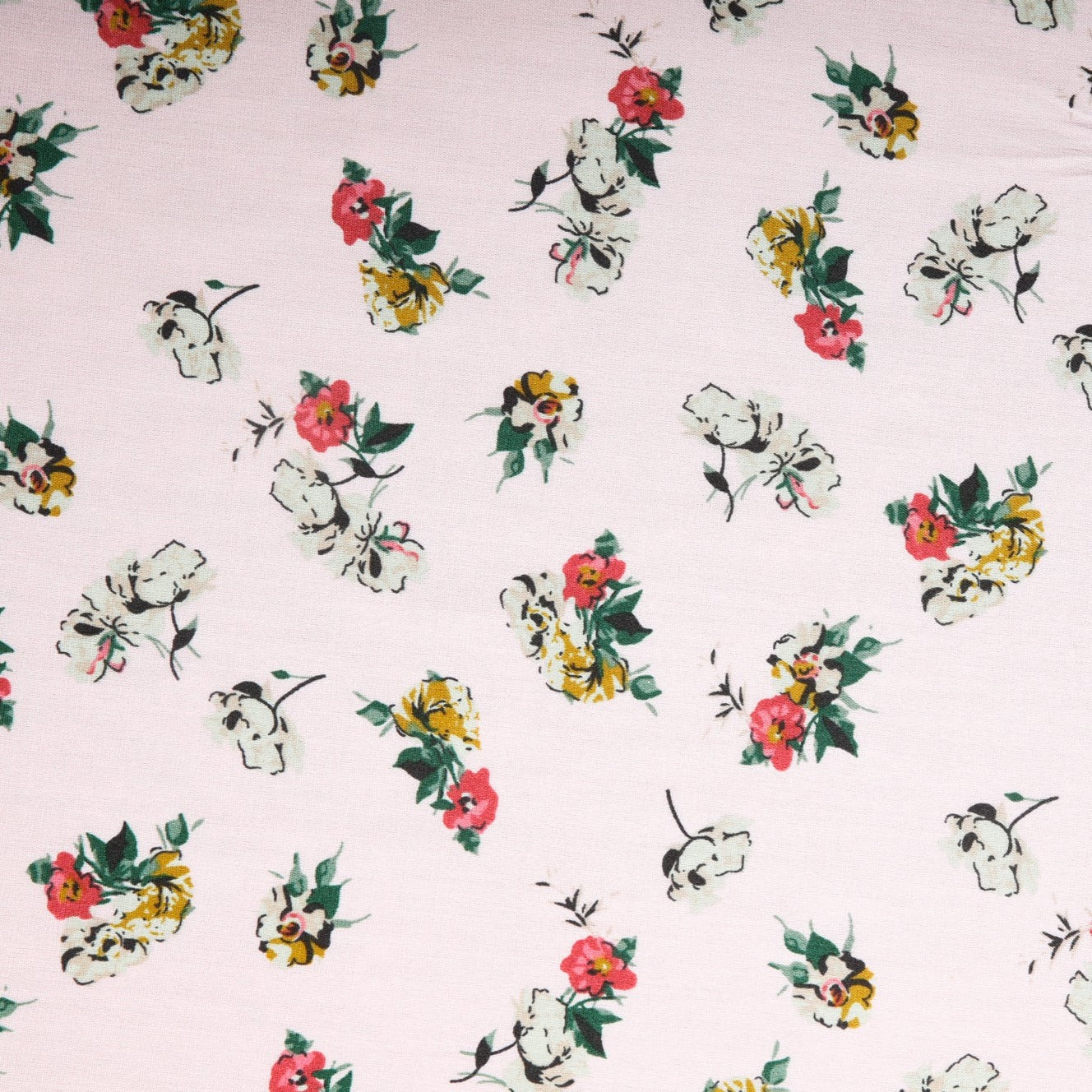 Pink Ditsy Floral Print Rayon Fabric Trade UNO