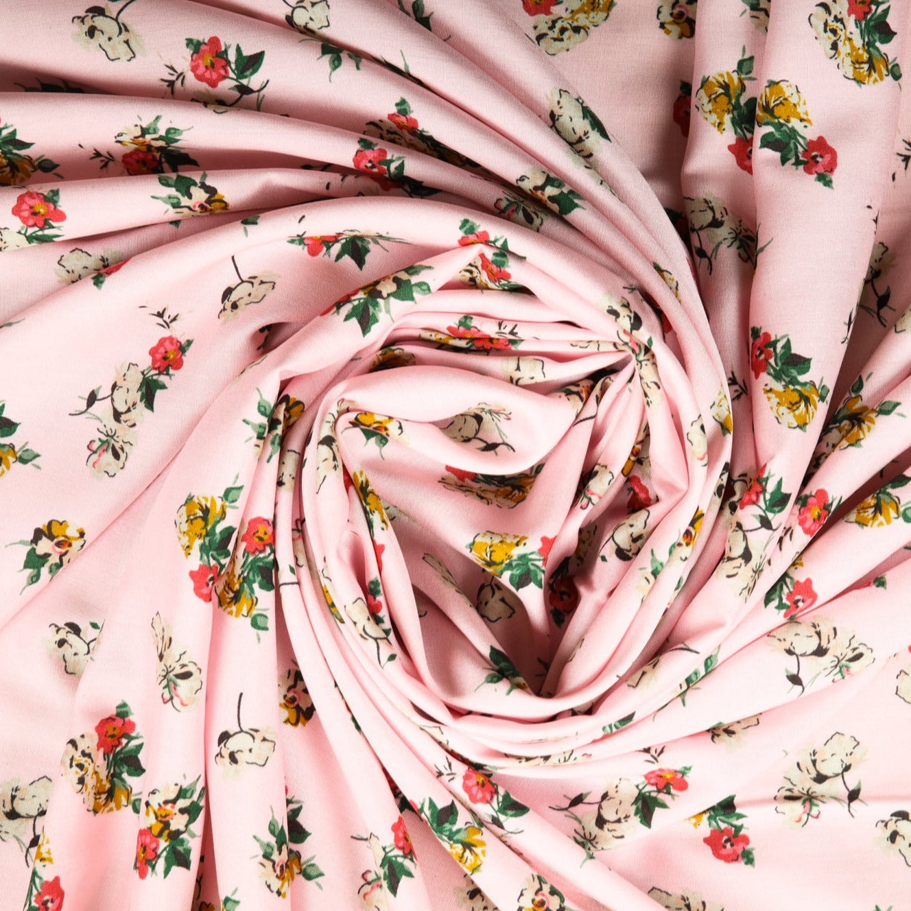 Pink Ditsy Floral Print Rayon Fabric Trade UNO