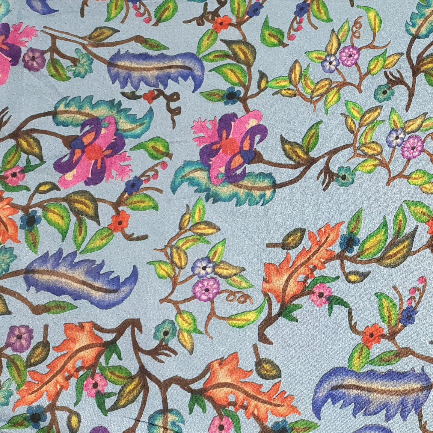 Light Blue Floral Print Viscose Dobby Fabric Trade UNO