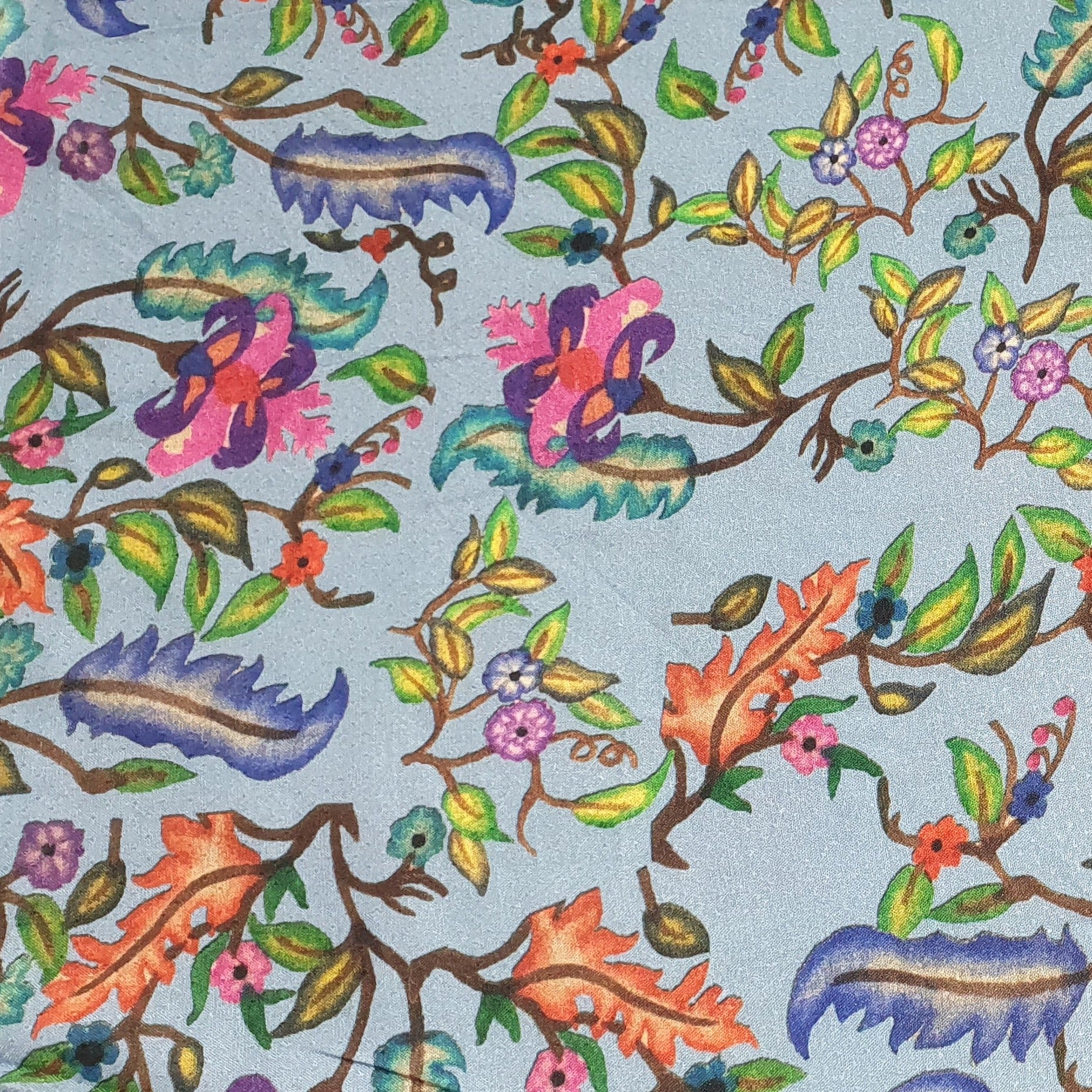 Light Blue Floral Print Viscose Dobby Fabric Trade UNO