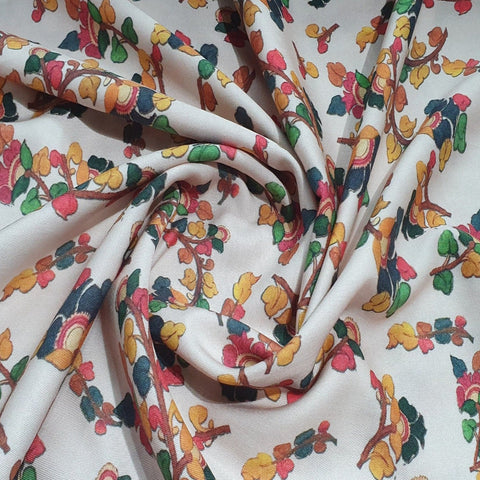 Peach Floral Print Pashmina Fabric Trade UNO