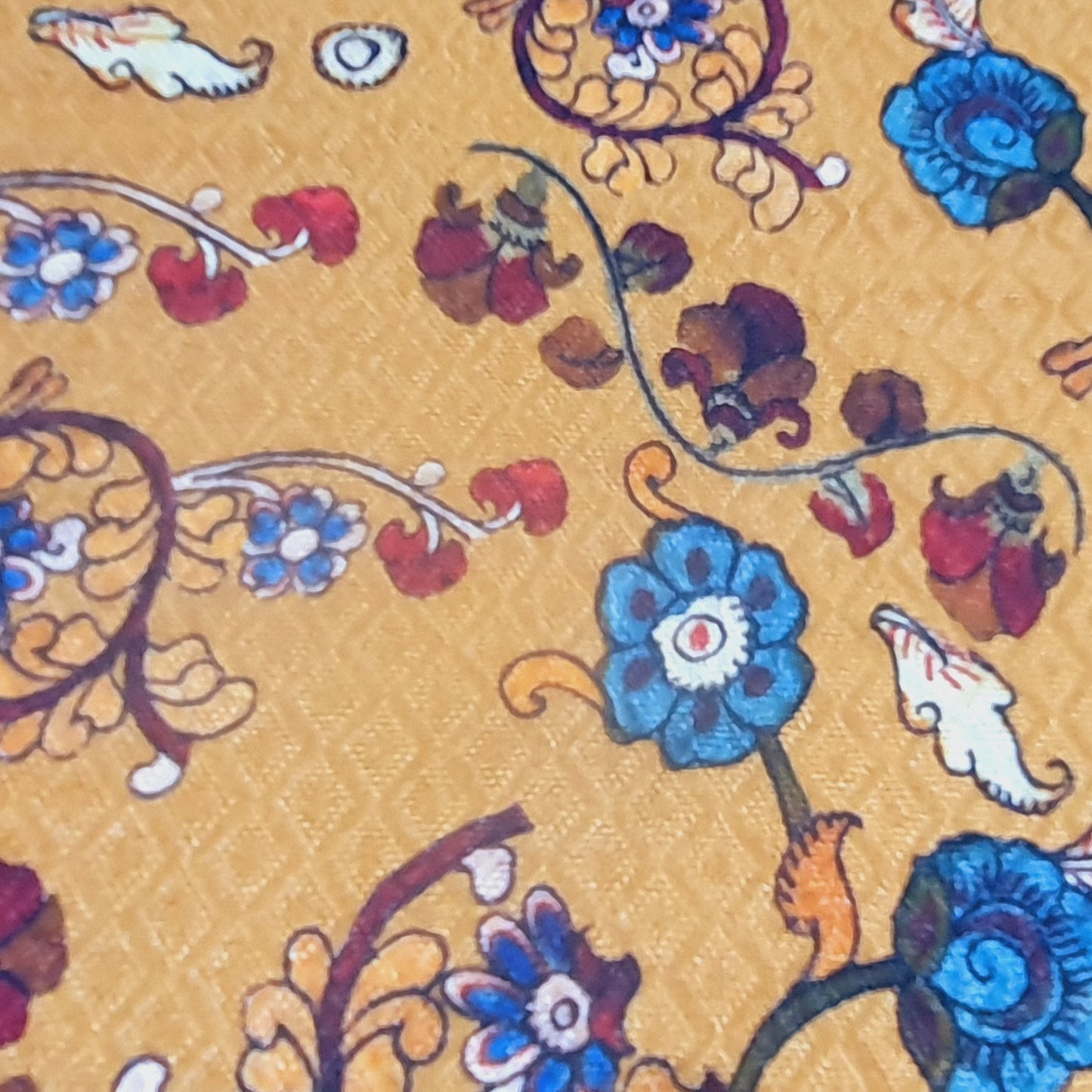 Brown Floral Madhubani Print Viscose Dobby Fabric Trade UNO