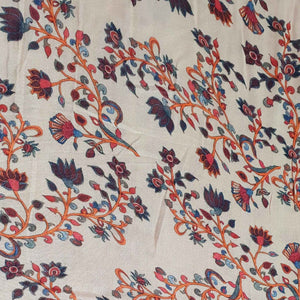 Peach Floral Print Spun Fabric TU 4449