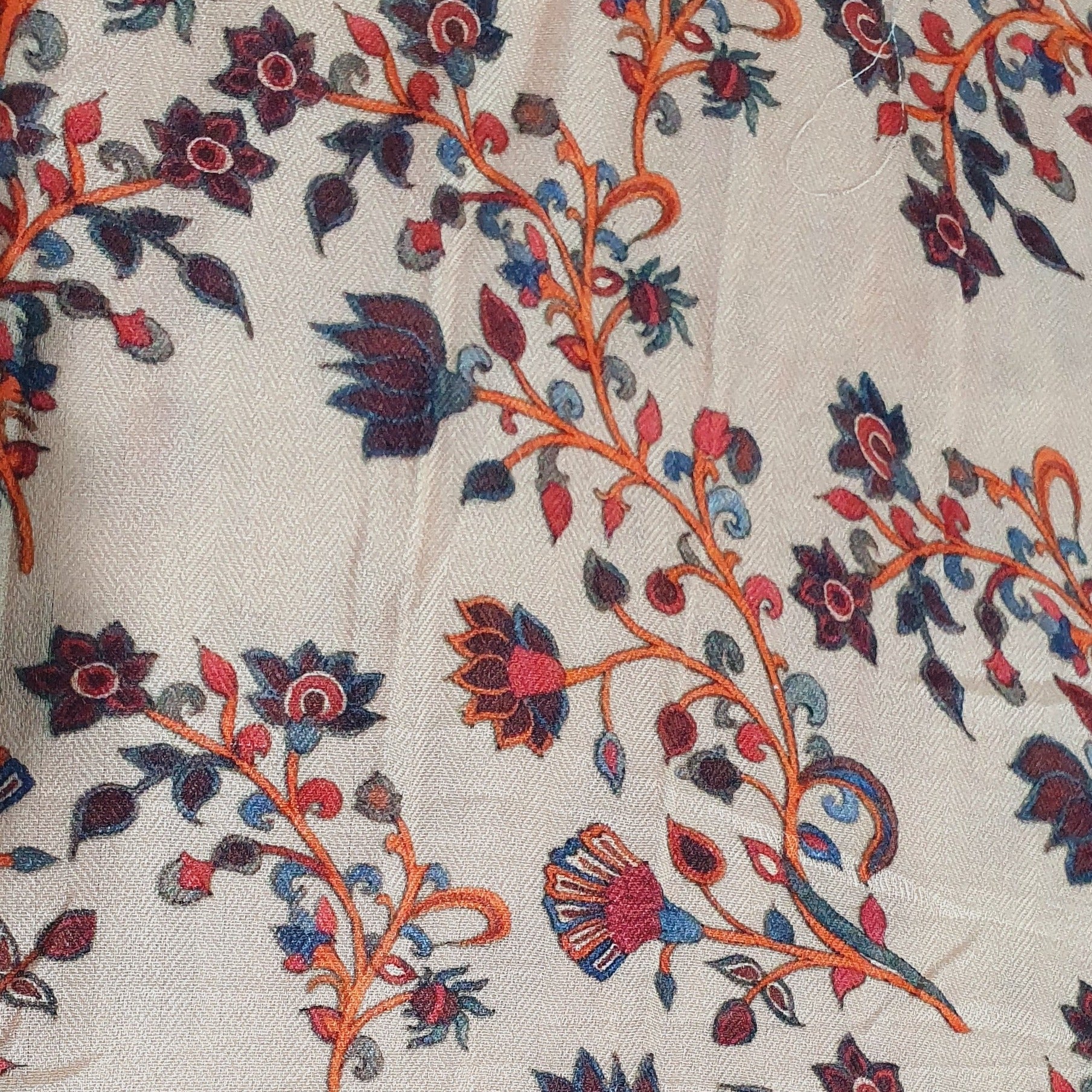 Peach Floral Print Spun Fabric Trade UNO