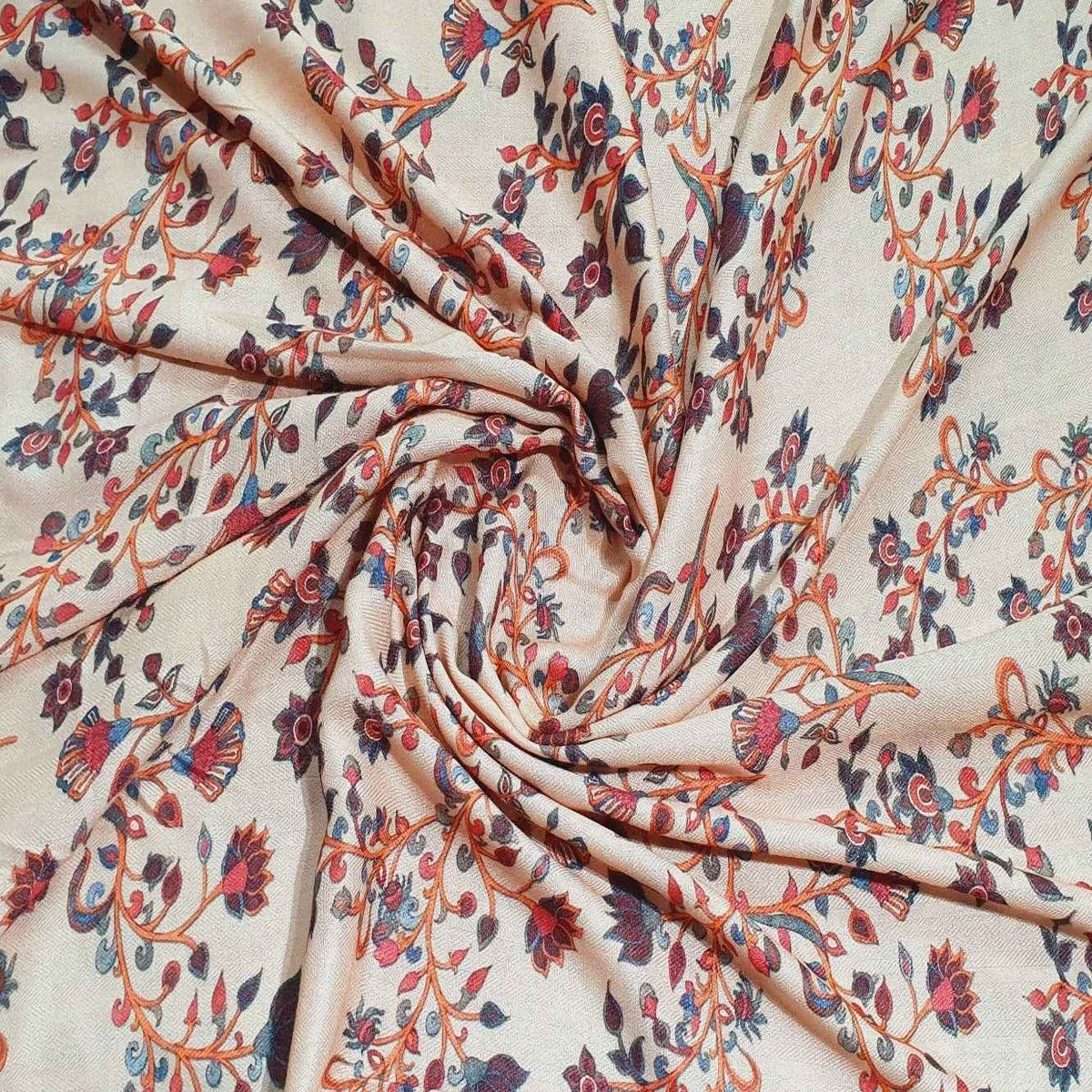 Peach Floral Print Spun Fabric TU 4449