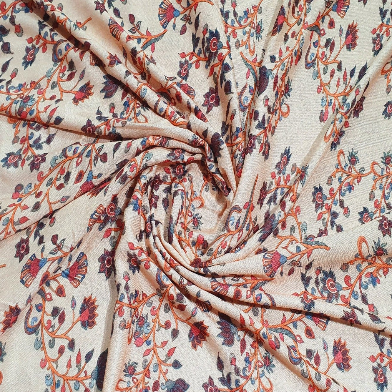 Peach Floral Print Spun Fabric Trade UNO