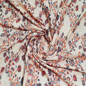 Peach Floral Print Spun Fabric TU 4449