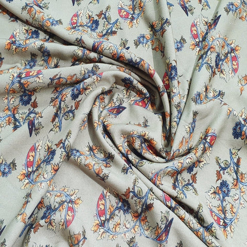 Pistachio Green Madhubani Print Viscose Fabric Trade UNO