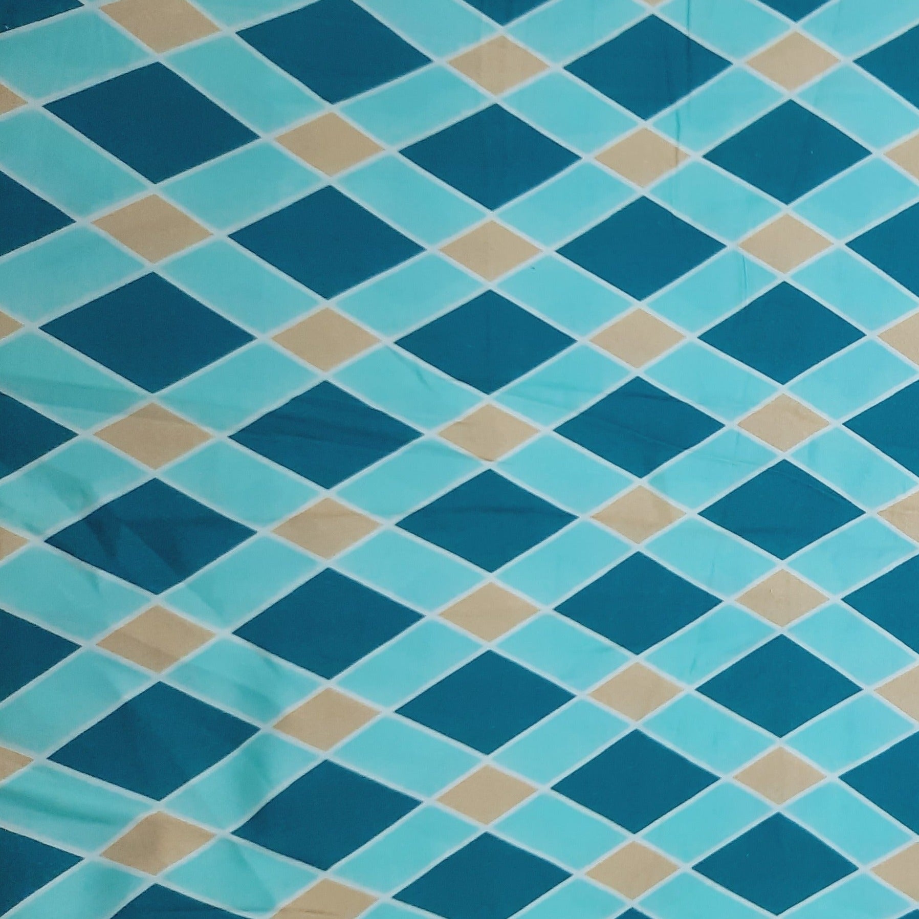 Sky Blue & Mustard Geometrical Twill Fabric Trade UNO