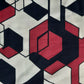 White & Maroon & Black Geometrical Print Twill Fabric Trade UNO