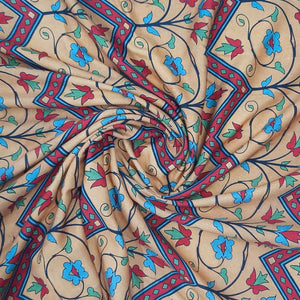 Mustard Floral Geometrical Print Pashmina Fabric