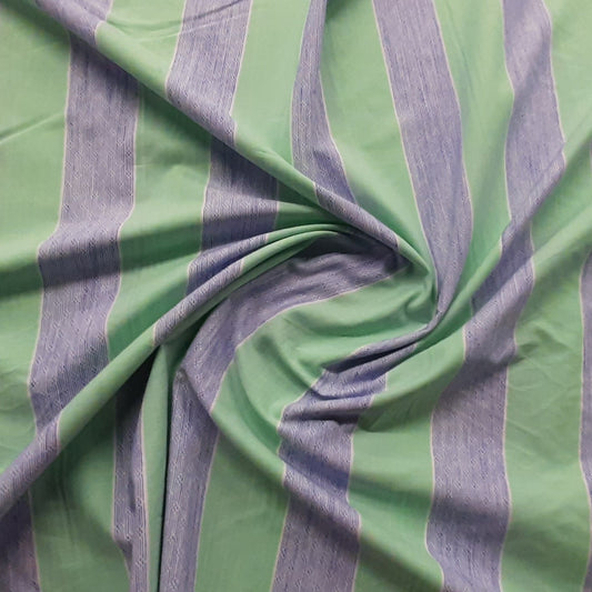 Blue & Green Stripe Print Cotton Yarn Dyed Fabric Trade UNO