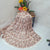 Peach Floral Print Pleated Satin Fabric Trade UNO