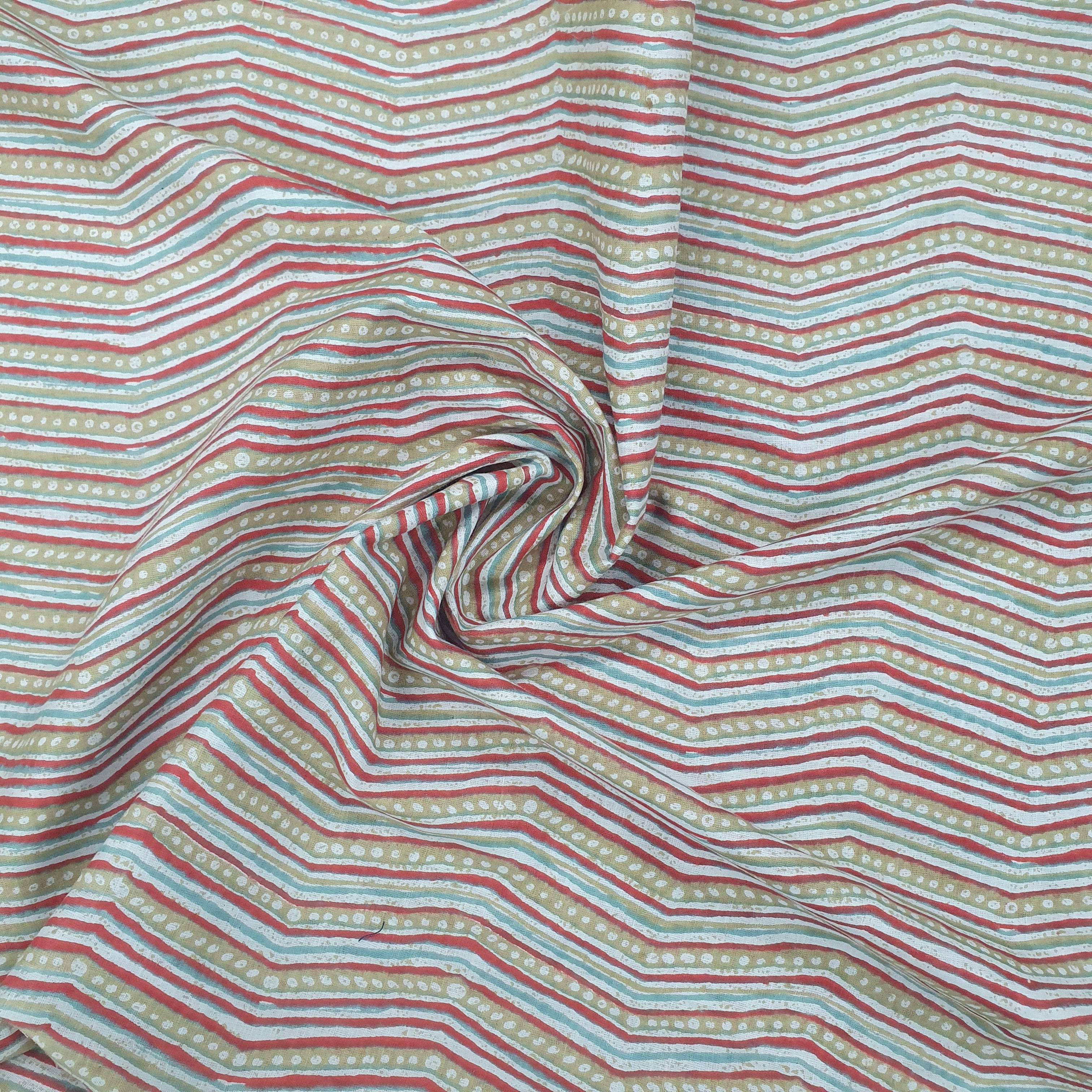 Multicolor Chevron Print Cotton Fabric Trade UNO