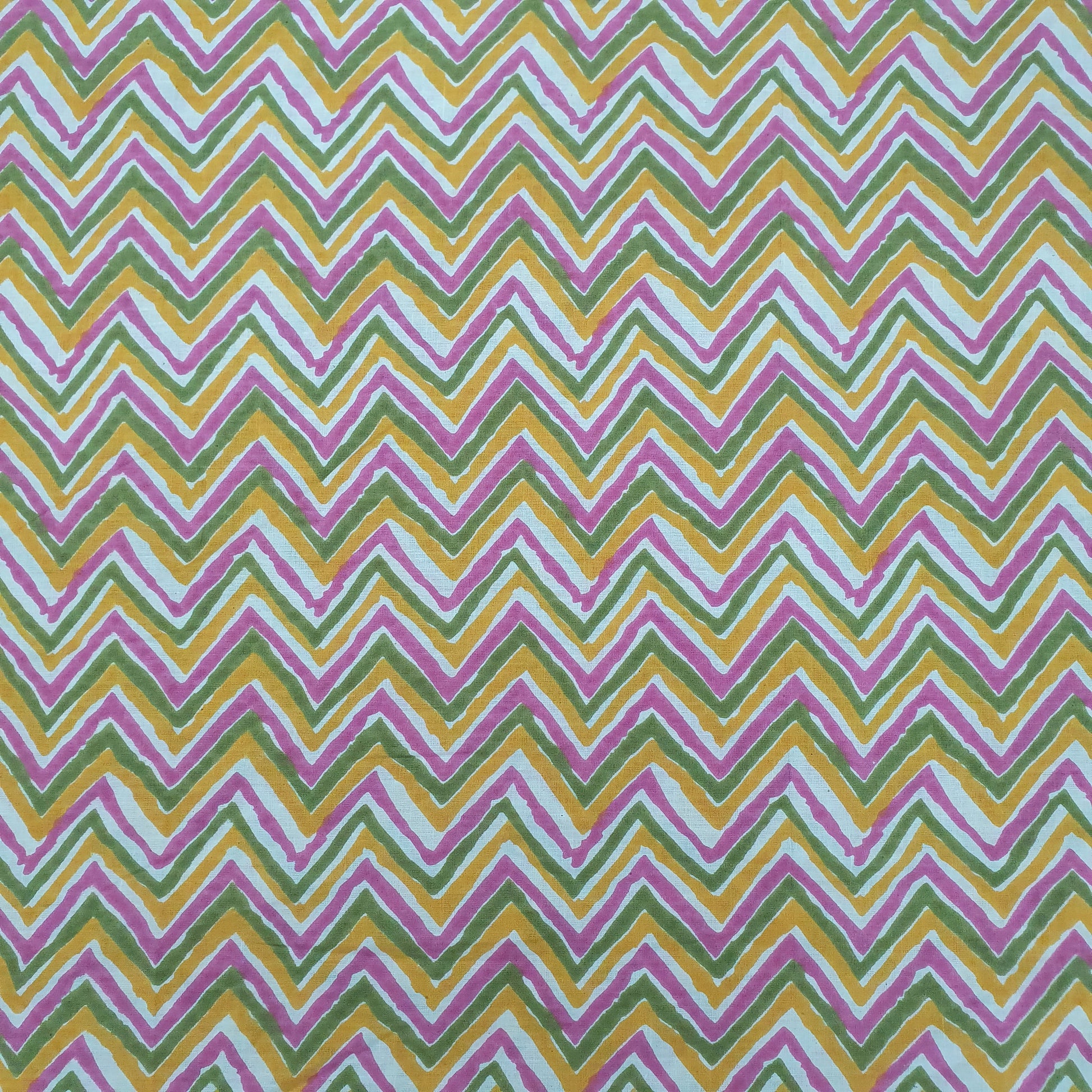 Multicolor Chevron Print Cotton Fabric Trade UNO