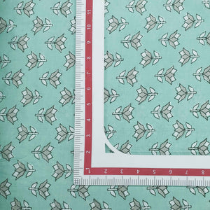 Sea Green Handblock Floral Print Cotton Fabric