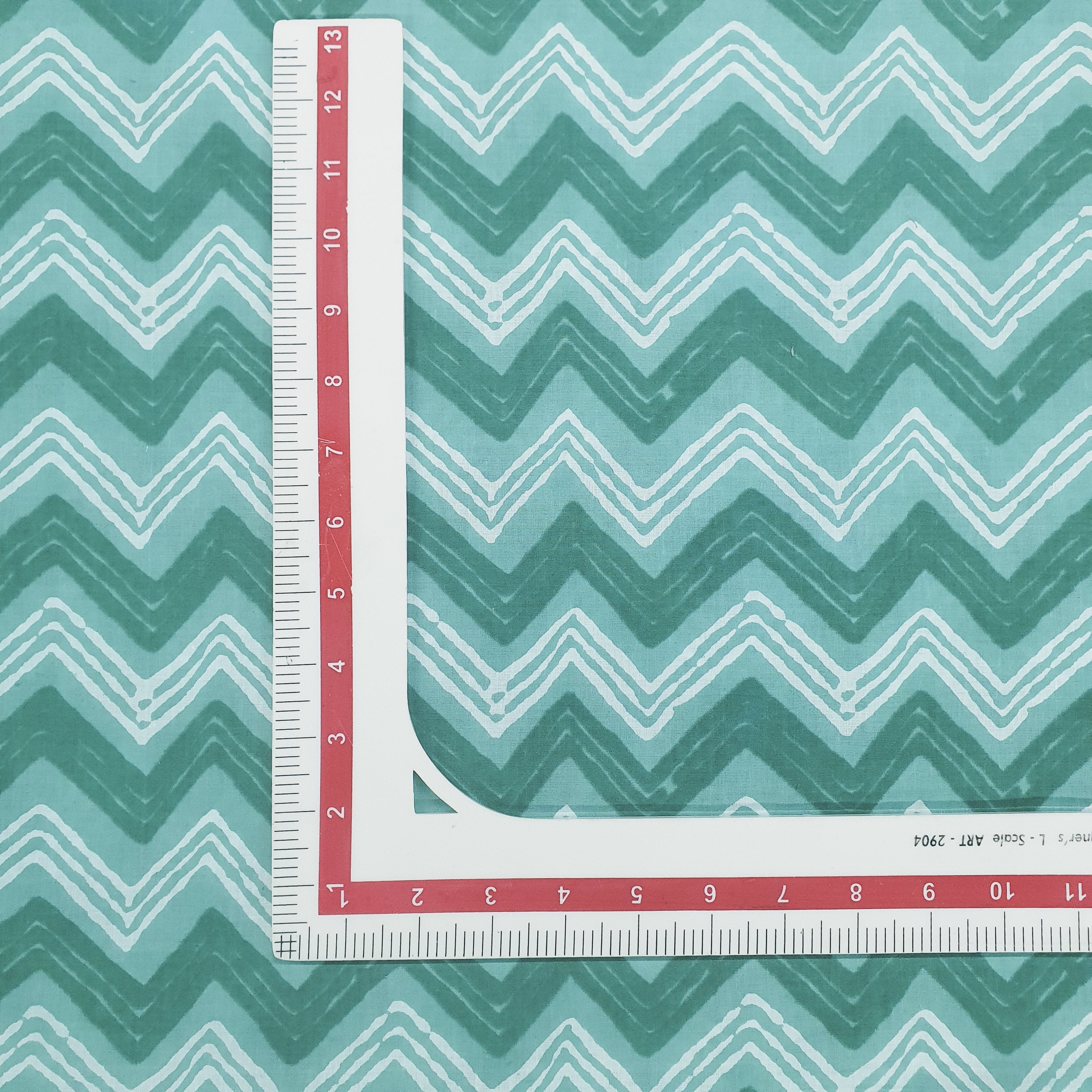 Green & White Chevron Print Cotton Fabric Trade UNO