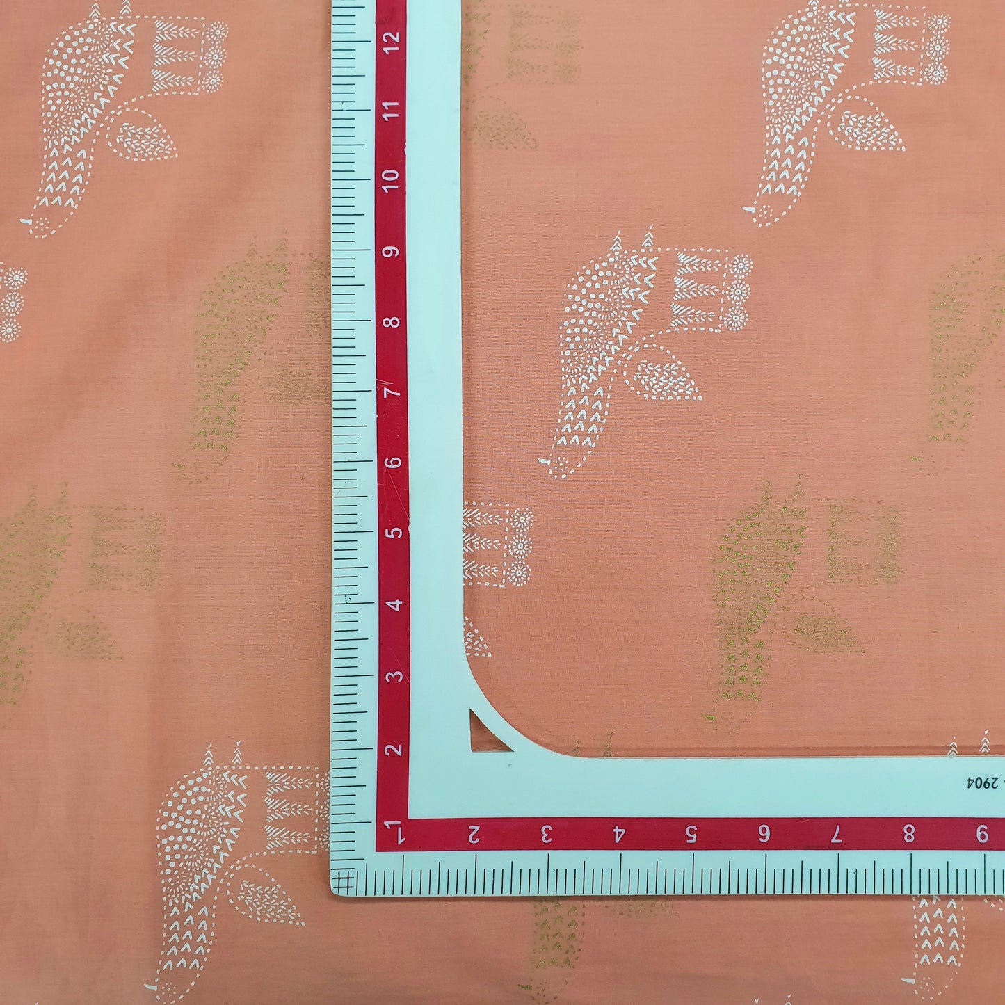 Peach Digital with Foil Print Cotton Fabric Trade UNO