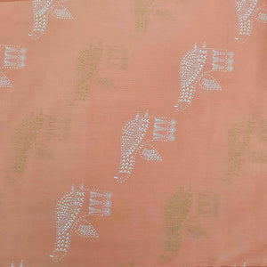 Peach Digital with Foil Print Cotton Fabric