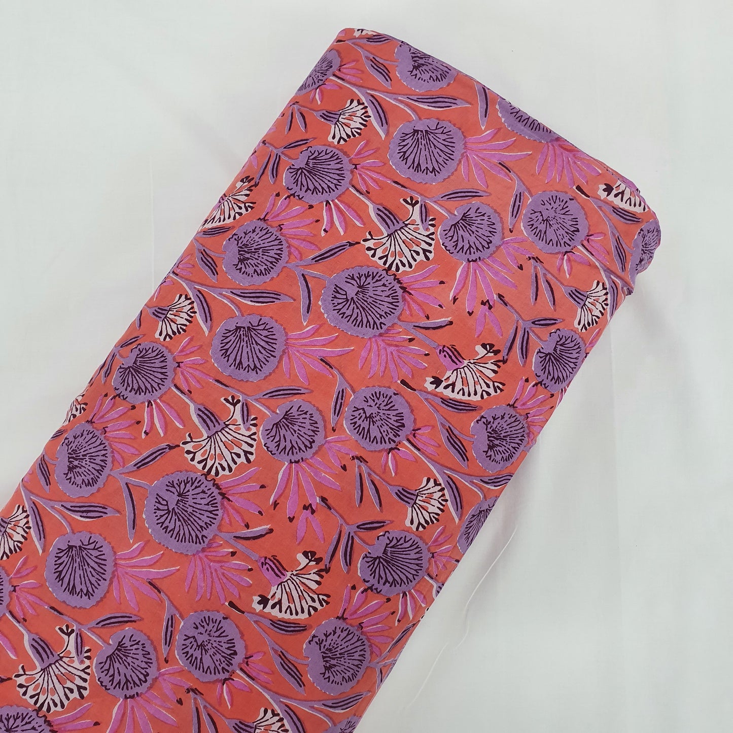 Pink & Lilac Floral Print Cotton Fabric Trade UNO