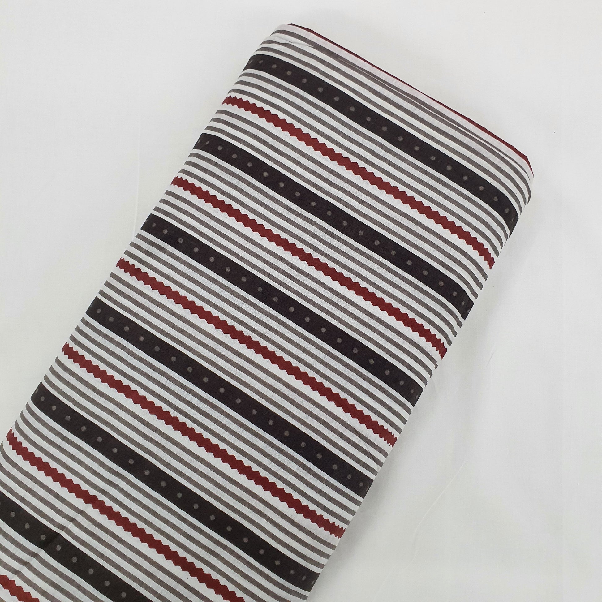 White & Grey Stripes Cotton Fabric Trade UNO