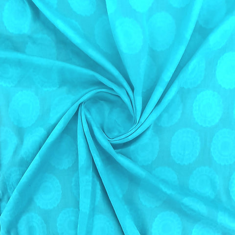 Aqua Blue Solid Jacquard Cotton Fabric Trade UNO