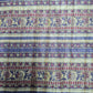 Cream With Blue Traditional Floral Print Dobby Tusser Silk Fabric - TradeUNO