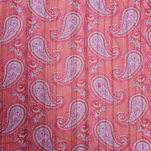 Orange Paisley Print Dobbysser Silk Fabric - TradeUNO