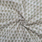 Cream With Green Floral Print Dobby Tusser Silk Fabric - TradeUNO