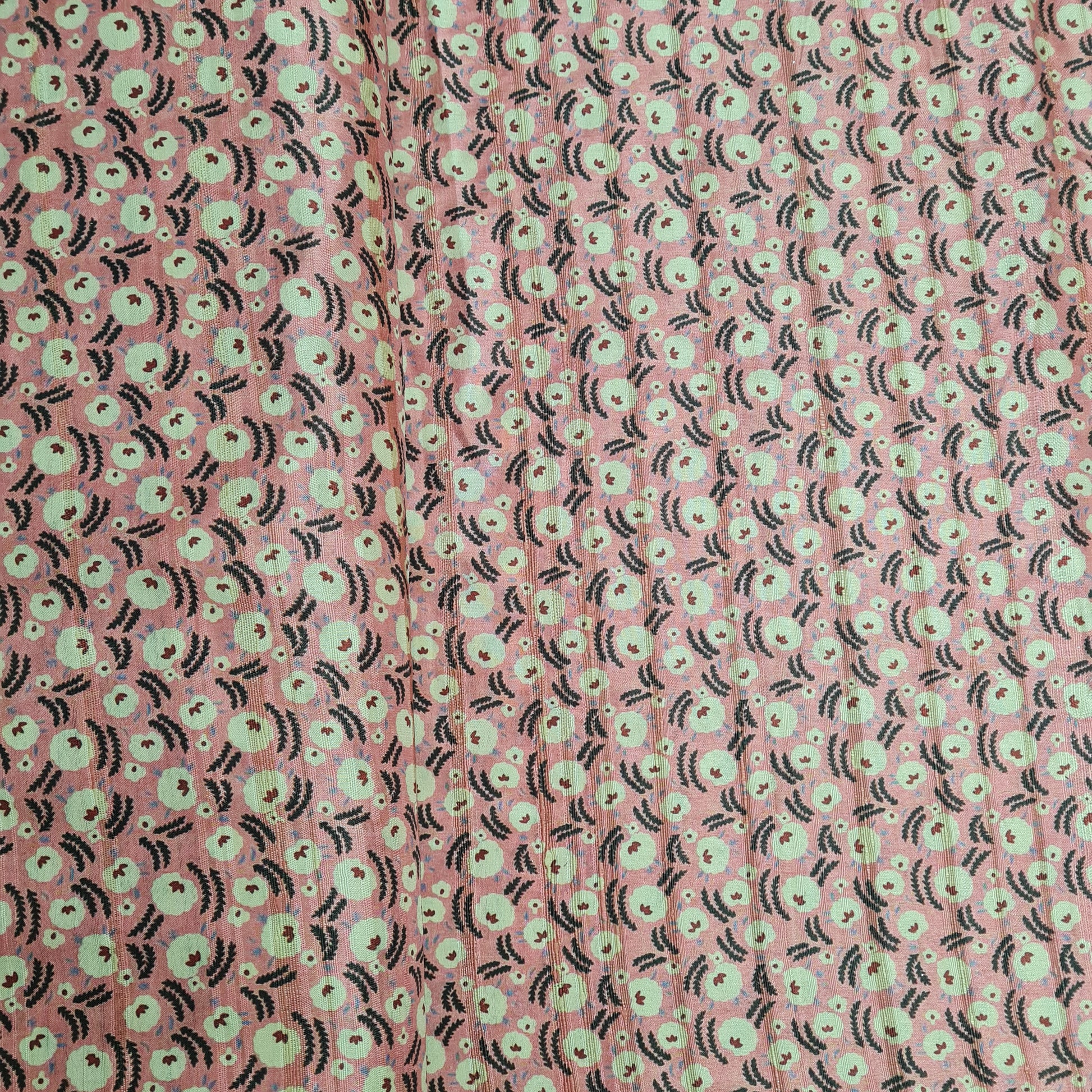 Pink Floral Print Dobbysser Silk Fabric - TradeUNO