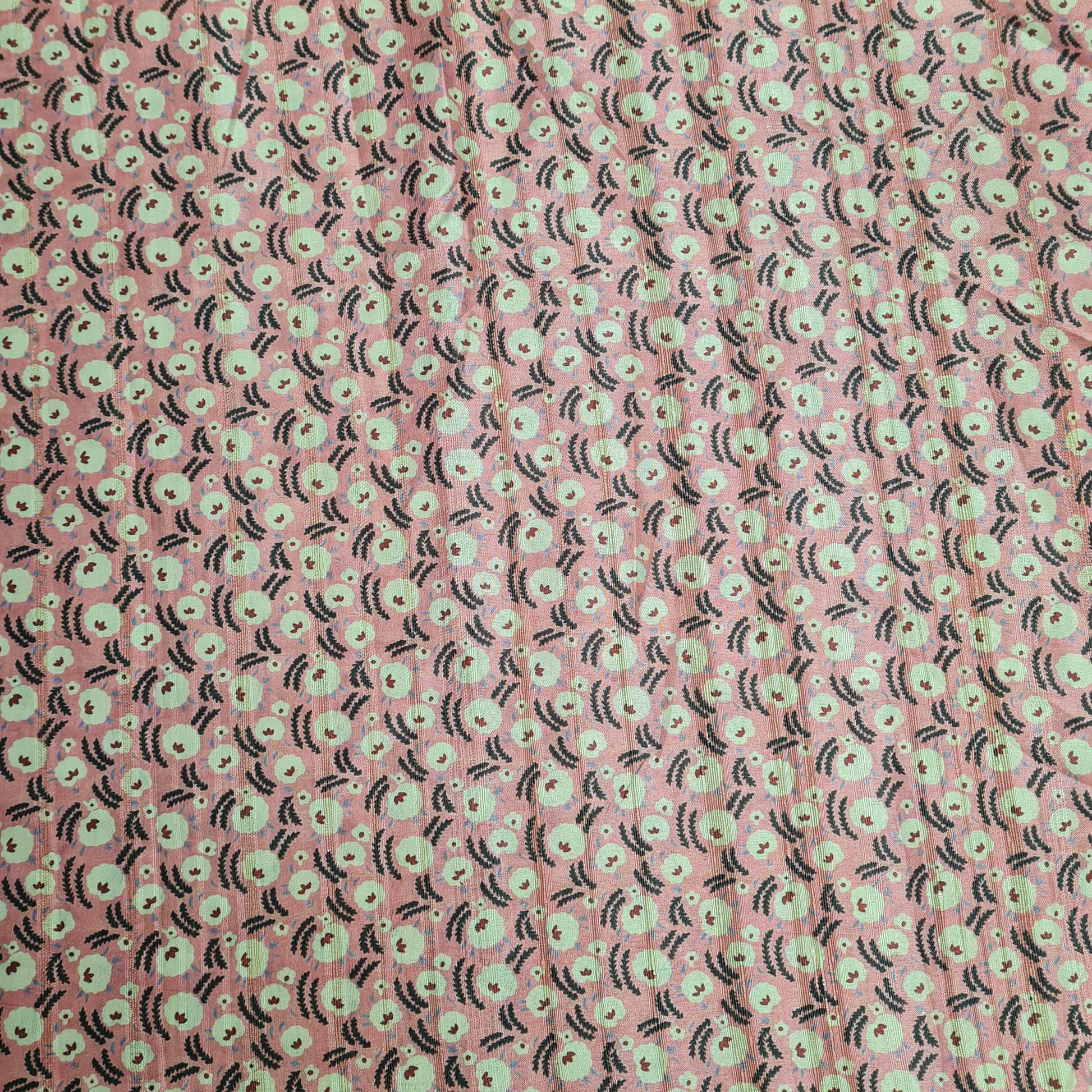 Pink Floral Print Dobbysser Silk Fabric - TradeUNO