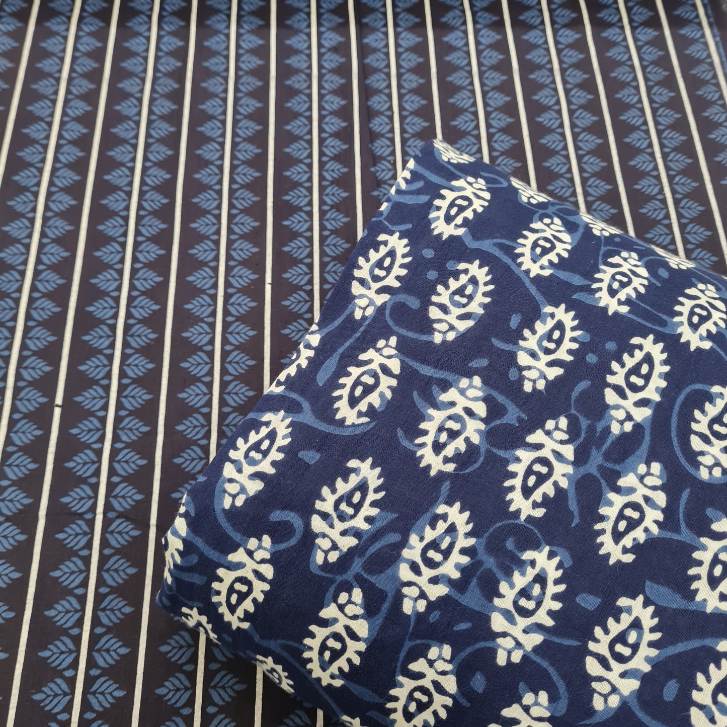 Indigo paisley & Indigo With White Stripes Paisley - TradeUNO