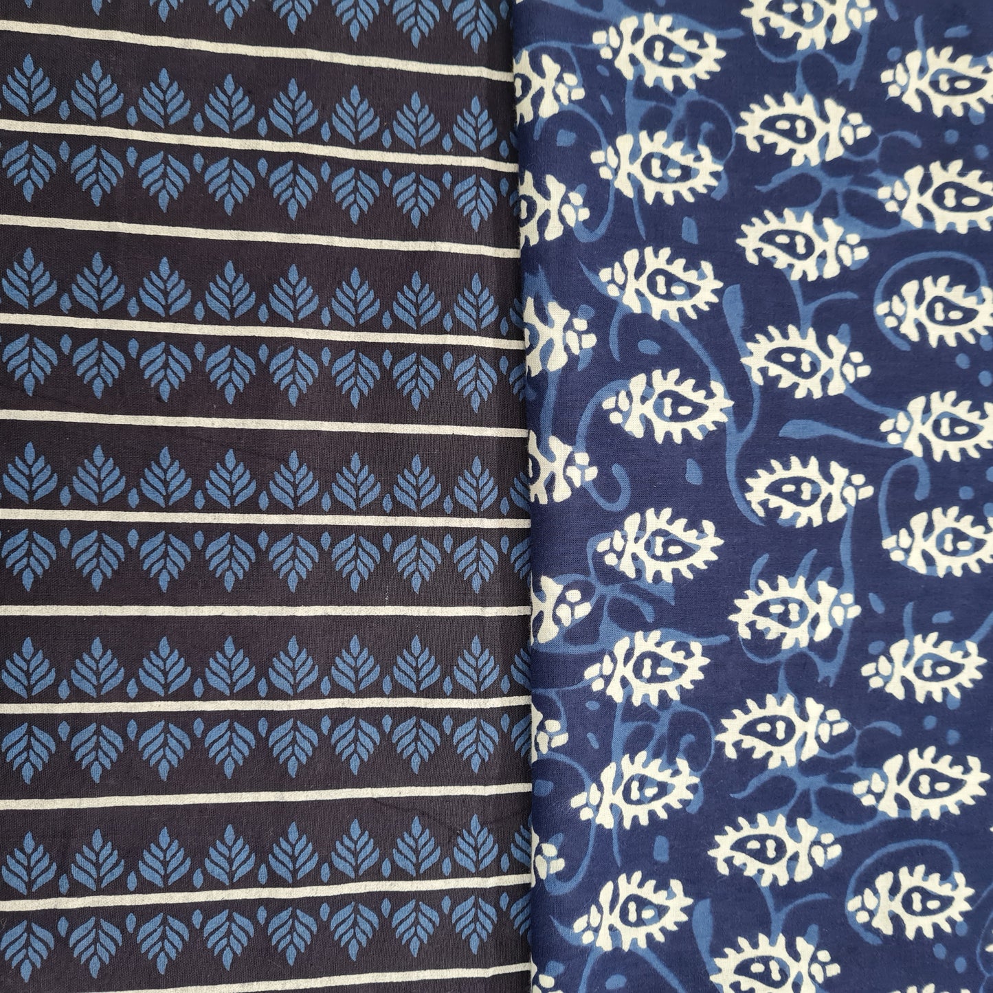 Indigo paisley & Indigo With White Stripes Paisley - TradeUNO