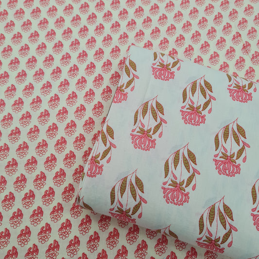 Cream & Pink  Floral Cotton Mix & Match Set
